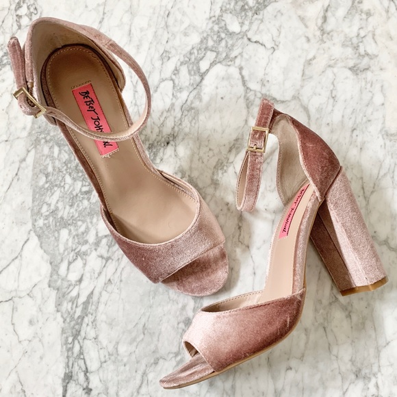 dusty pink block heels
